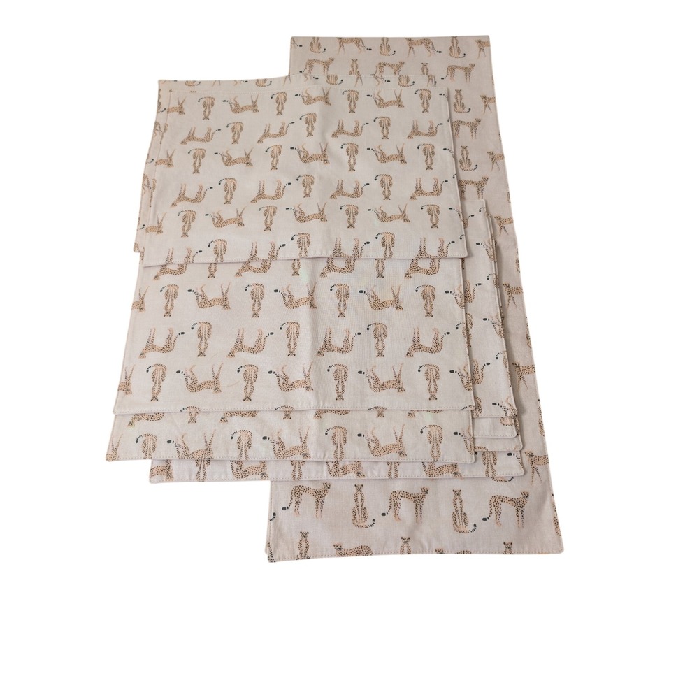 Hobby Lobby Cheetah Leopard Print Cotton Placemats & Table Runner Set Blush Pink